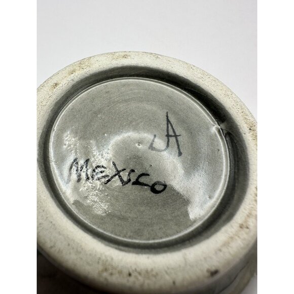 Vintage Mexican Tonala Pottery Round Lidded Trinket Dish Floral Hand Painted - Picture 7 of 9